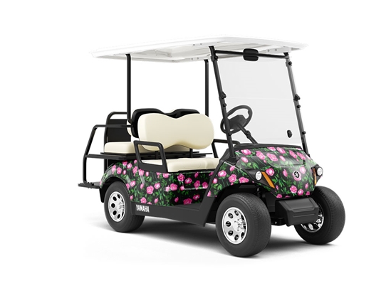 Midnight Peony Floral Wrapped Golf Cart