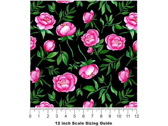 Midnight Peony Floral Vinyl Film Pattern Size 12 inch Scale