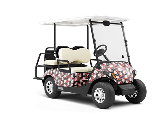 Midnight Rose Floral Wrapped Golf Cart