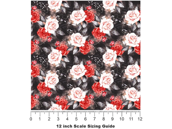 Midnight Rose Floral Vinyl Film Pattern Size 12 inch Scale