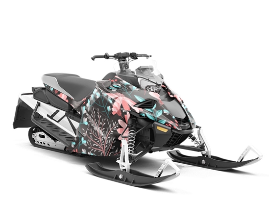 Night Blossoms Floral Custom Wrapped Snowmobile
