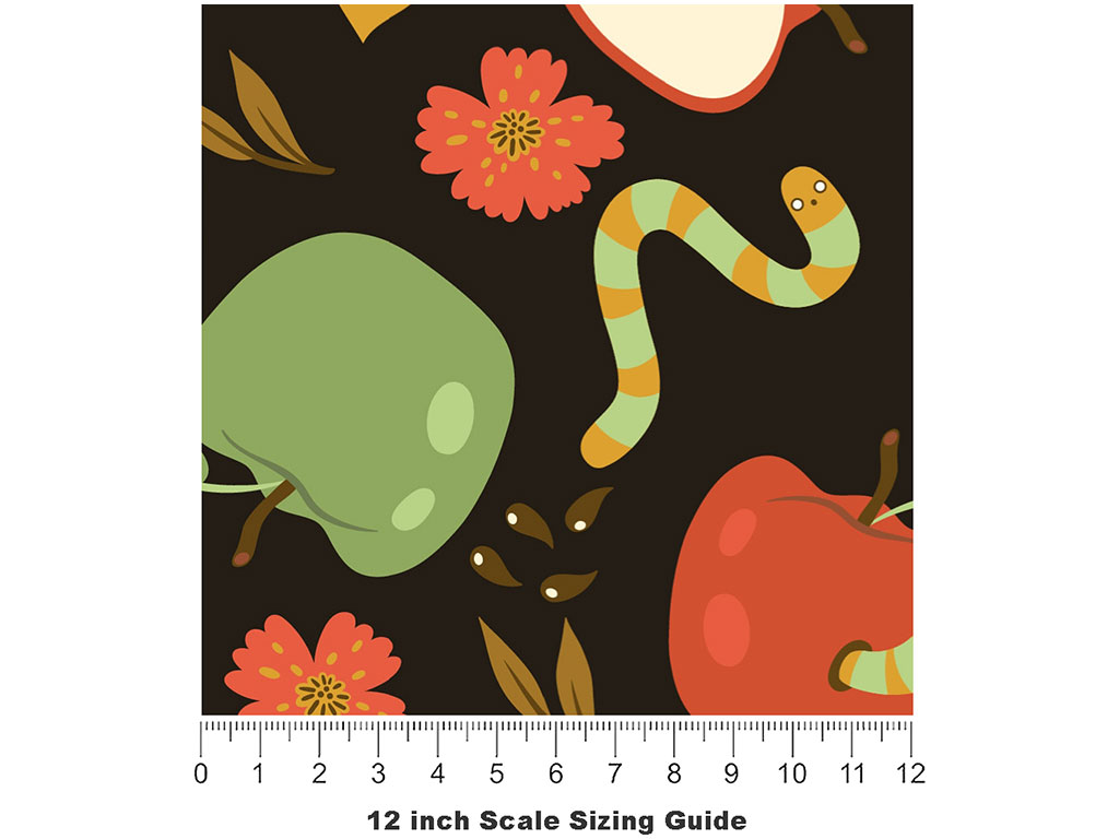 Hungry Worms Fruit Vinyl Film Pattern Size 12 inch Scale