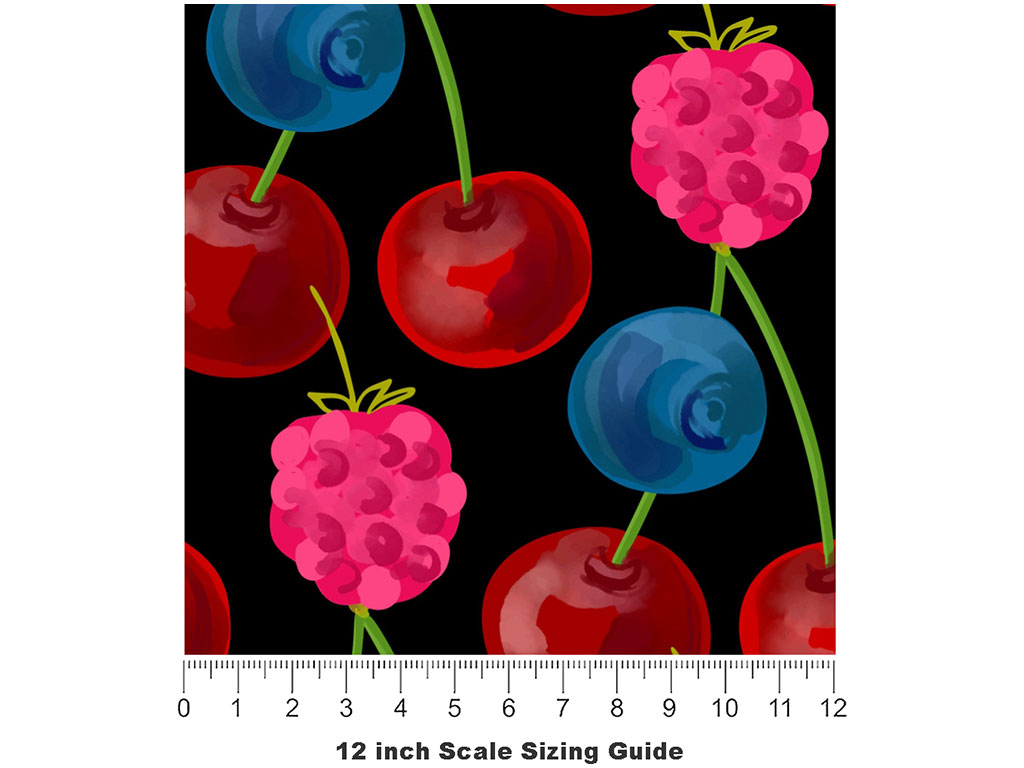 Berries and Cherries Fruit Vinyl Film Pattern Size 12 inch Scale