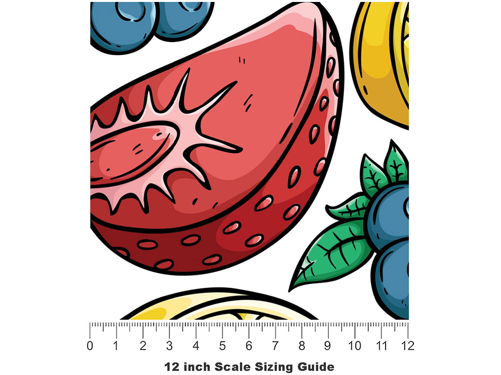 Colorful Compote Fruit Vinyl Film Pattern Size 12 inch Scale