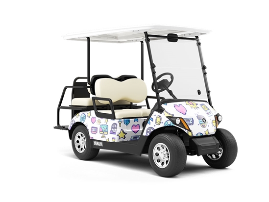 Retro Doodles Gaming Wrapped Golf Cart