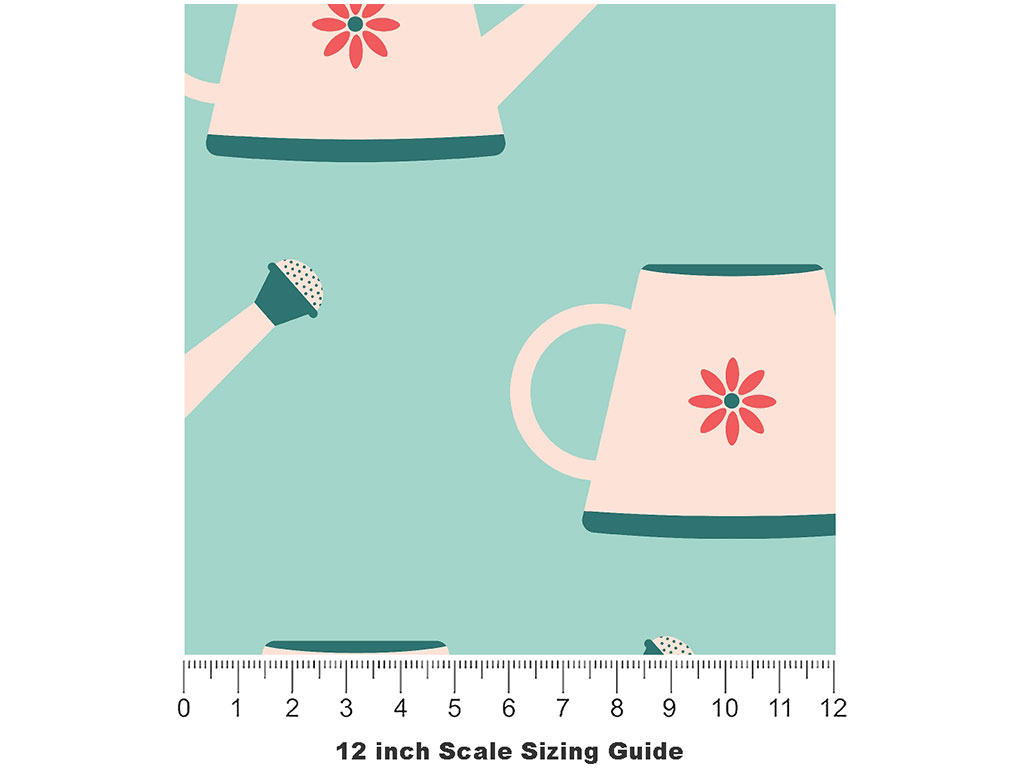 Watering Cans Gardening Vinyl Film Pattern Size 12 inch Scale