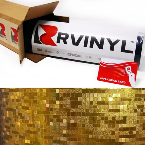 Rwraps™ 3D Carbon Fiber Vinyl Wrap Film - Gold (Digital)