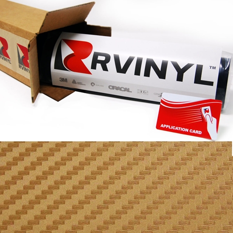 Rwraps™ 3D Carbon Fiber Vinyl Wrap Film - Gold