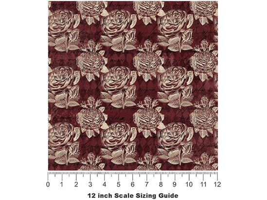Damask Roses Gothic Vinyl Film Pattern Size 12 inch Scale
