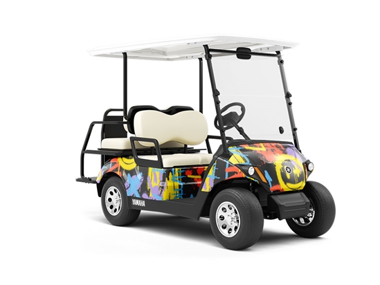 Black Evolution Graffiti Wrapped Golf Cart