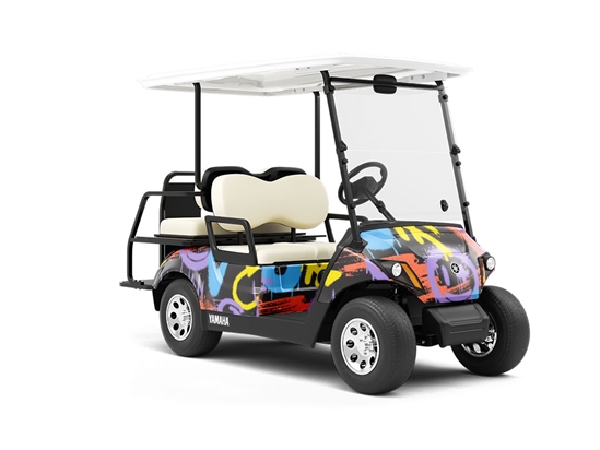 Black Urban Graffiti Wrapped Golf Cart