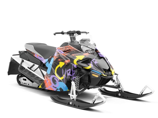 Black Urban Graffiti Custom Wrapped Snowmobile