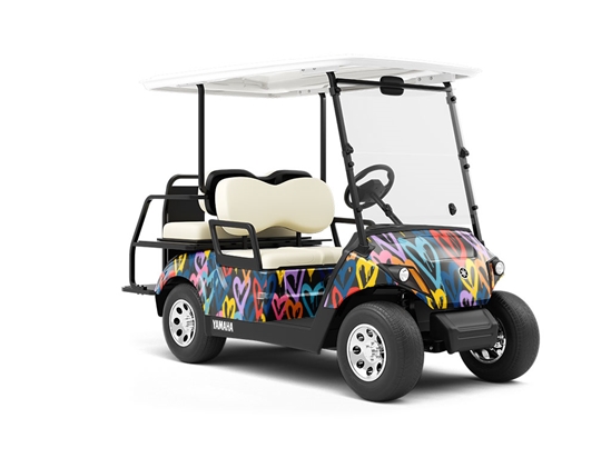 Blue Hearts Graffiti Wrapped Golf Cart