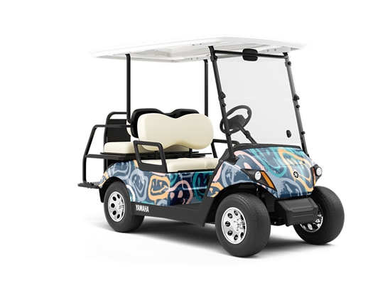 Blue Smiles Graffiti Wrapped Golf Cart