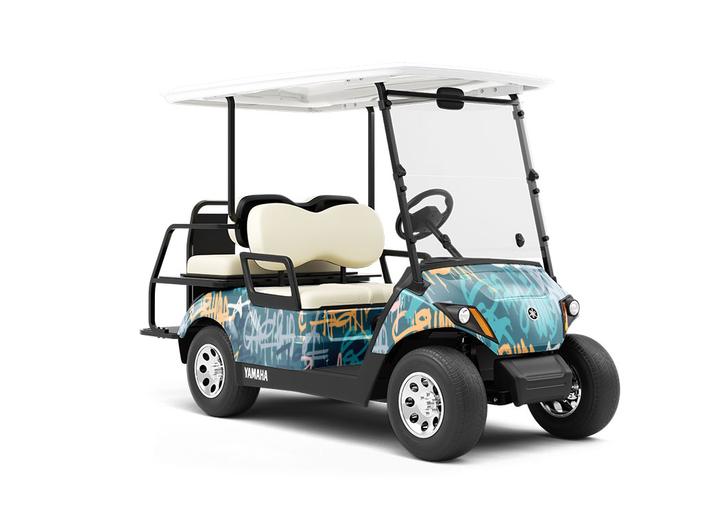Blue Wilderness Graffiti Wrapped Golf Cart