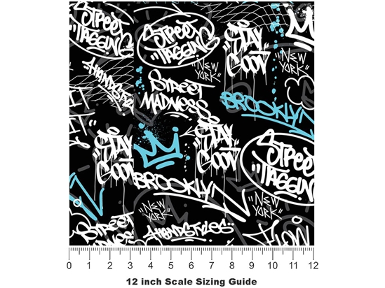 Brooklyn Tag Graffiti Vinyl Film Pattern Size 12 inch Scale
