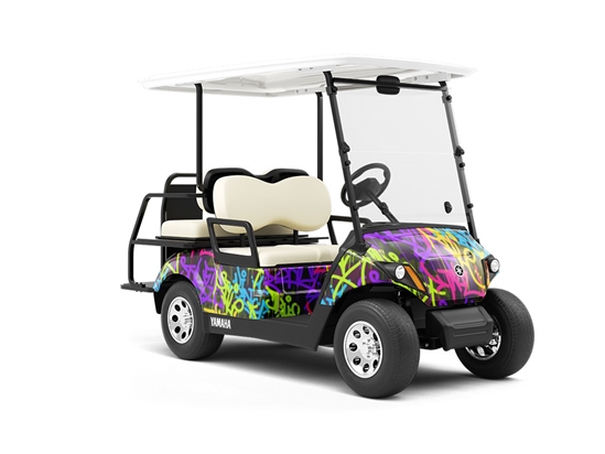 Caution Wet Paint Graffiti Wrapped Golf Cart