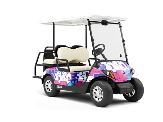 Cotton Candy Bubbled Graffiti Wrapped Golf Cart