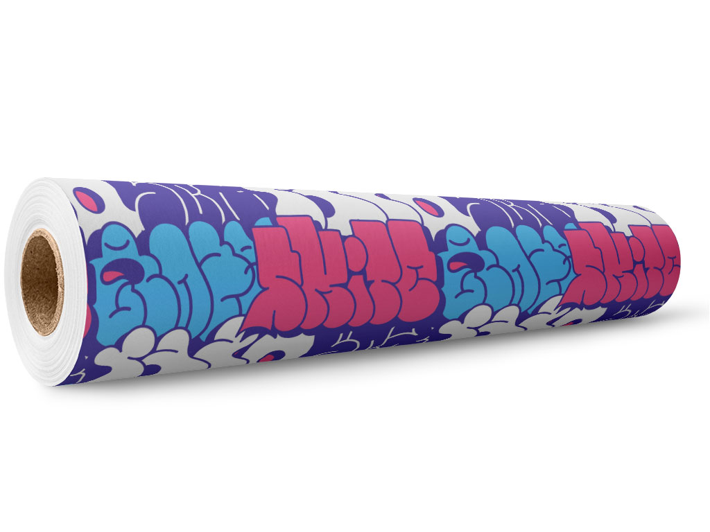 Cotton Candy Bubbled Graffiti Wrap Film Wholesale Roll