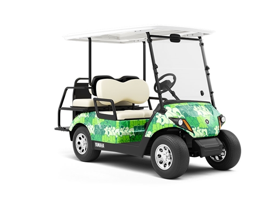 Green Bubbled Graffiti Wrapped Golf Cart