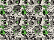 Green Free Style Graffiti Vinyl Wrap Pattern