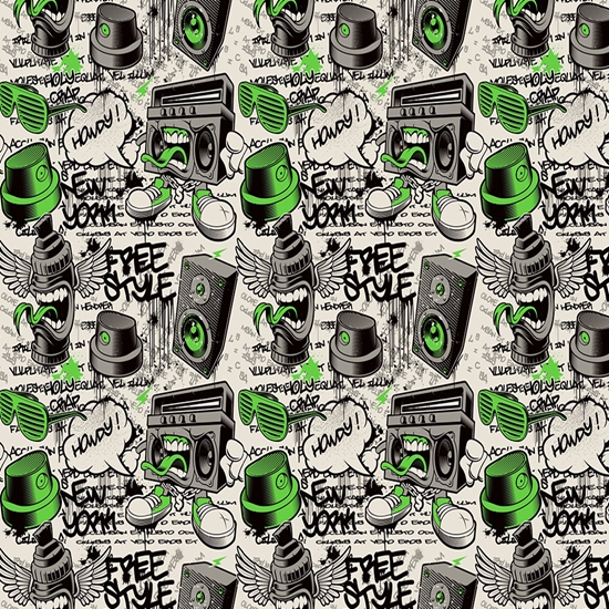 Green Free Style Graffiti Vinyl Wrap Pattern