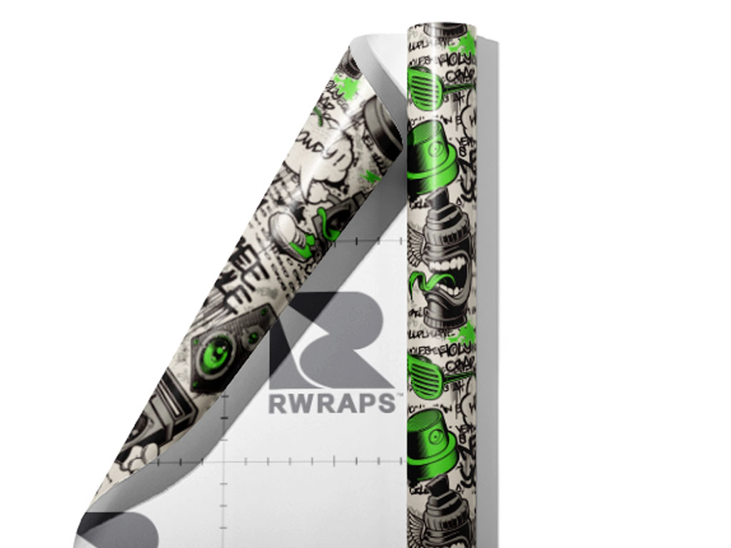 Green Free Style Graffiti Wrap Film Sheets