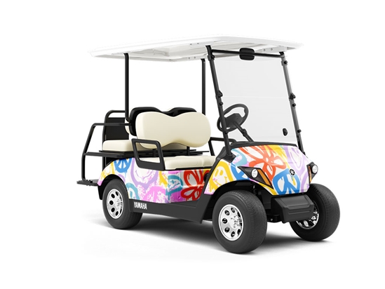 Groovy Peace Graffiti Wrapped Golf Cart