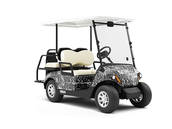 Monochrome Bubbled Graffiti Wrapped Golf Cart