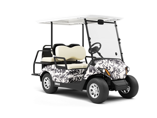 Monochrome Mess Graffiti Wrapped Golf Cart