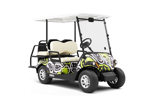 Neon Smiles Graffiti Wrapped Golf Cart