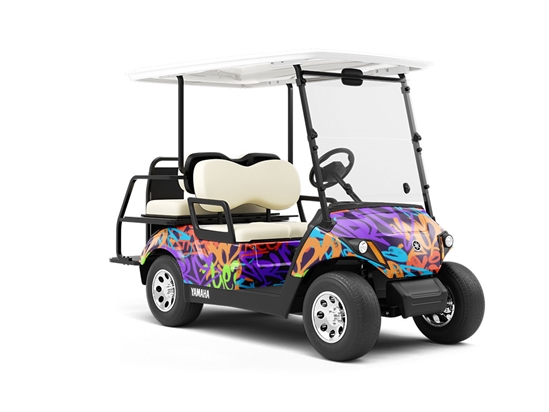 Orange Record Graffiti Wrapped Golf Cart
