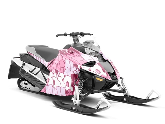 Pink Bubbled Graffiti Custom Wrapped Snowmobile