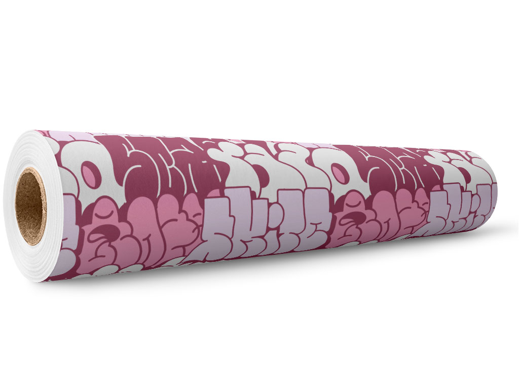 Pink Bubbled Graffiti Wrap Film Wholesale Roll