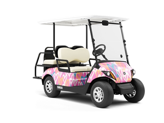 Pink Hearts Graffiti Wrapped Golf Cart