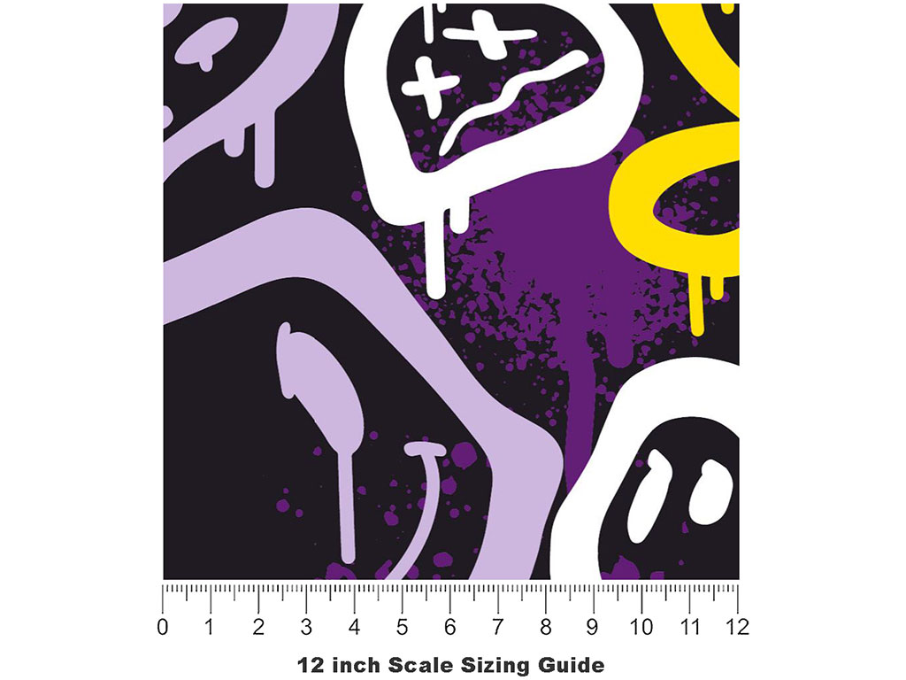 Purple Peace Graffiti Vinyl Film Pattern Size 12 inch Scale