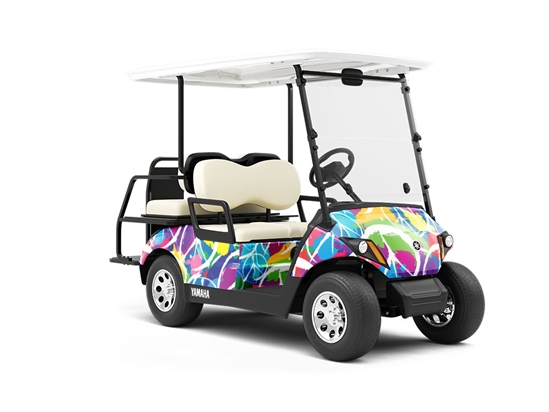 Rainbow Peace Graffiti Wrapped Golf Cart