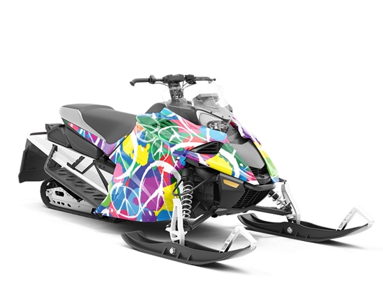 Rainbow Peace Graffiti Custom Wrapped Snowmobile