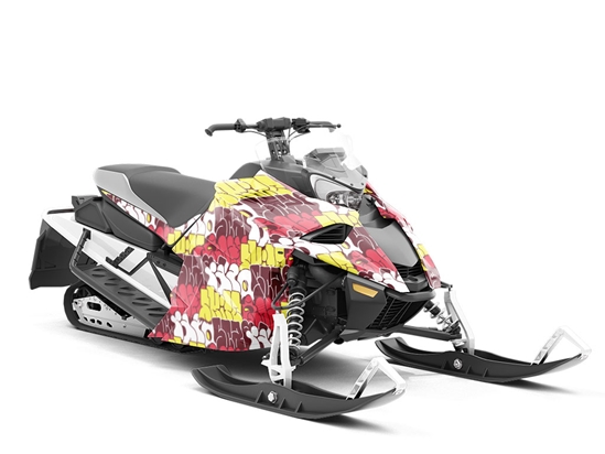 Red Bubbled Graffiti Custom Wrapped Snowmobile
