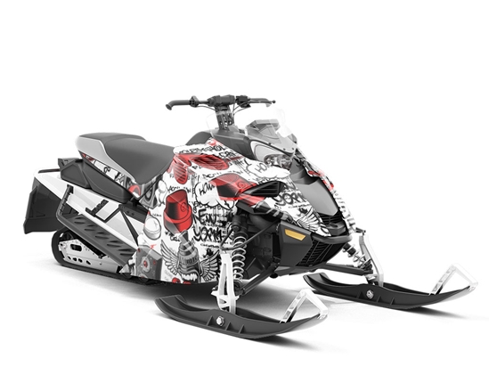 Red Free Style Graffiti Custom Wrapped Snowmobile