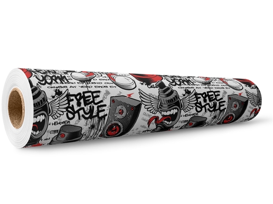Red Free Style Graffiti Wrap Film Wholesale Roll