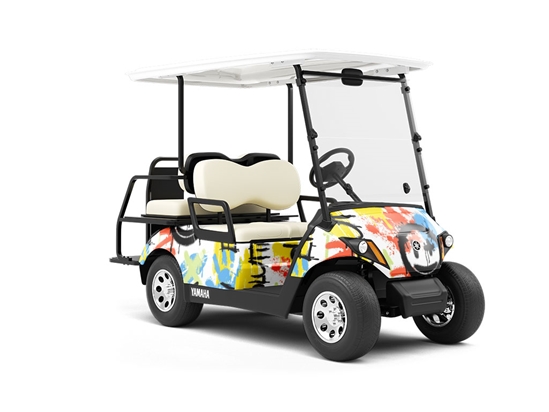 White Evolution Graffiti Wrapped Golf Cart