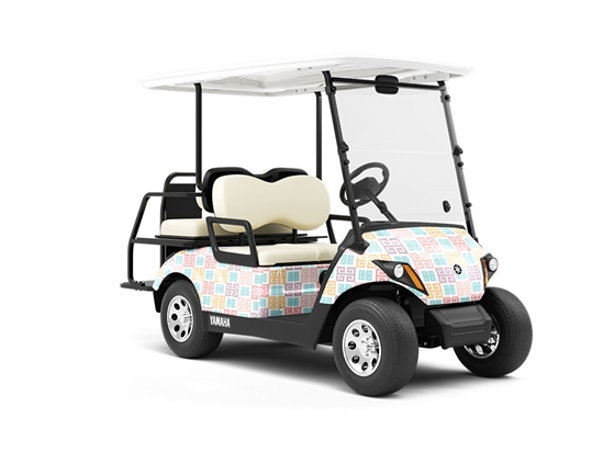 Pastel Meander Greco Roman Wrapped Golf Cart