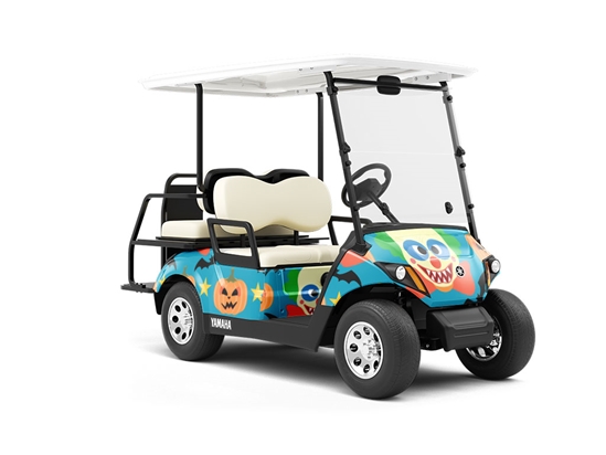 Killer Clowns Halloween Wrapped Golf Cart