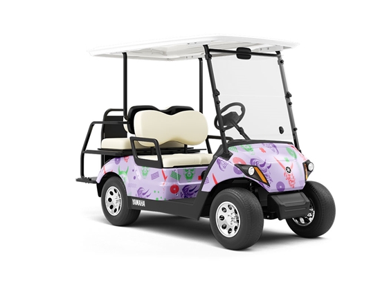 Yokai Masks Halloween Wrapped Golf Cart