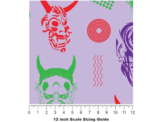 Yokai Masks Halloween Vinyl Film Pattern Size 12 inch Scale
