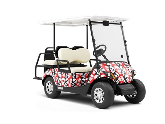 Harlequin Heads Halloween Wrapped Golf Cart