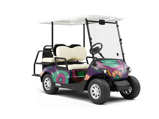 Sugar Skull Halloween Wrapped Golf Cart