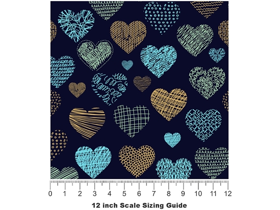 Stitched Together Heart Vinyl Film Pattern Size 12 inch Scale