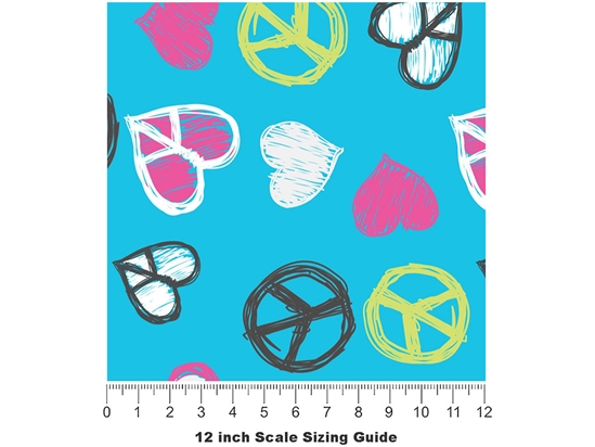 Peace And Love Heart Vinyl Film Pattern Size 12 inch Scale